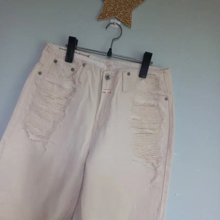 [BUNJANG] ROUTE Denim Pants Ivory (M) / ROUTE 데님 팬츠 M 아이보리 새상품