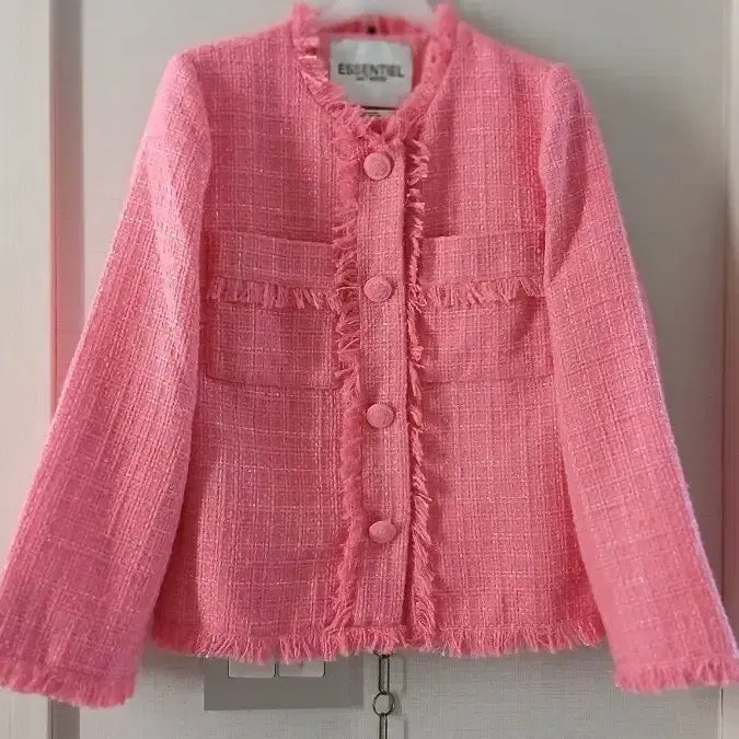 [BUNJANG] Essentiel Antwerp Pink Tweed Cropped Jacket / ESSENTIEL ANTWERP  트위드 숏자켓