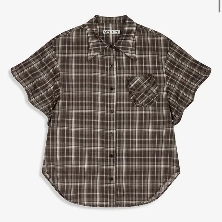 [BUNJANG] Open yy Wire-Cuff Check Shirt - Brown / Open yy Wire-Cuff Check Shirt 체크셔츠 브라운