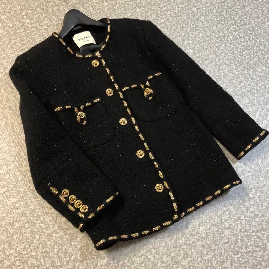 [BUNJANG] WEARE Gold Button Glitter Tweed Jacket / 위아 WEARE 골드버튼 금장 단추 금펄 트위드 자켓 글리터