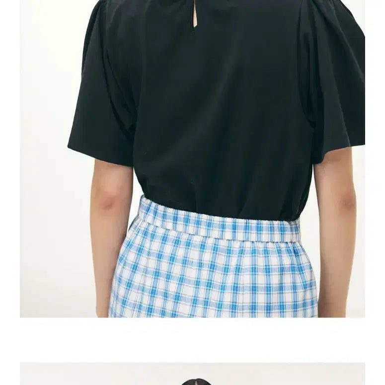 [BUNJANG] Your Name Here Black Organza Puff Sleeve T-Shirt / 새상픔 유어네임히얼 오간자 퍼프 블랙 티셔츠
