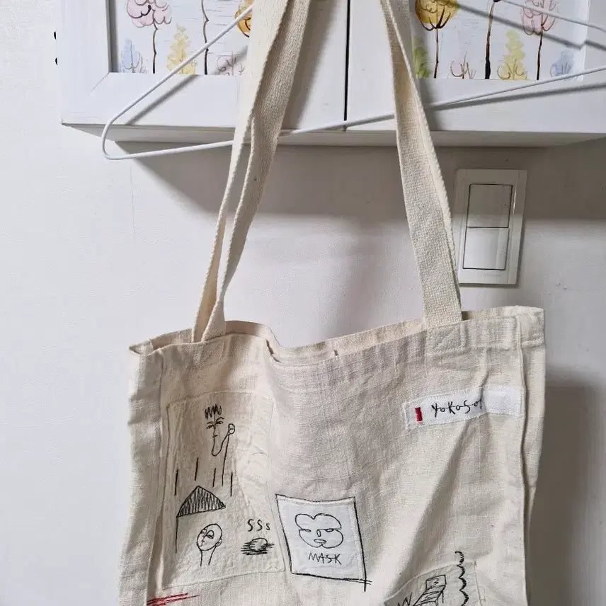 [BUNJANG] JaeYoo Nonaka Yoko Songi Embroidered Eco Bag / 재유노나카 요코송이 그림 자수 에코백
