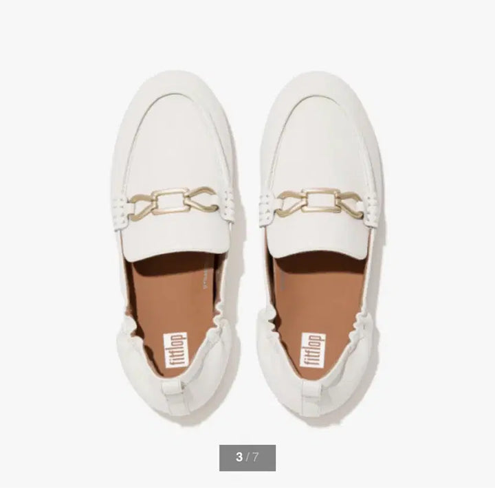 [BUNJANG] Fitflop Allegro Chain Loafers Cream Leather US 7 (240) / 핏플랍 알레그로 체인로퍼 크림 us7 (240) 새것