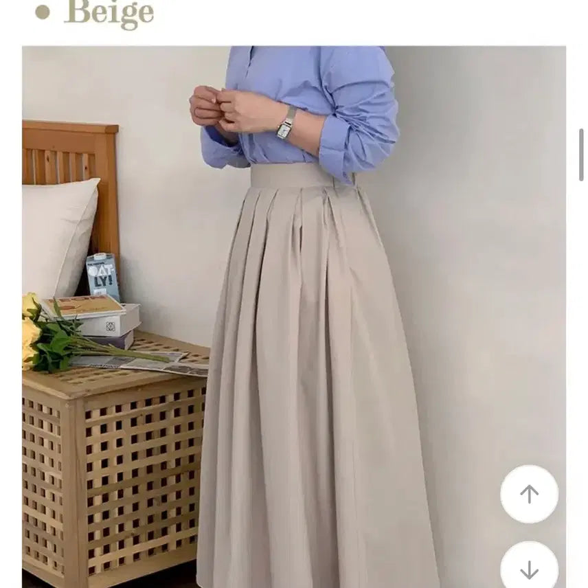 [SOLD OUT] [새제품] 플리츠 A라인 뒷밴딩 롱스커트