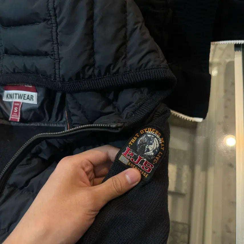 [BUNJANG] Parajumpers Hooded Knit Padded Jacket (Black, S Size) / [정품 , S사이즈] 파라점퍼스 후드 니트패딩 블랙