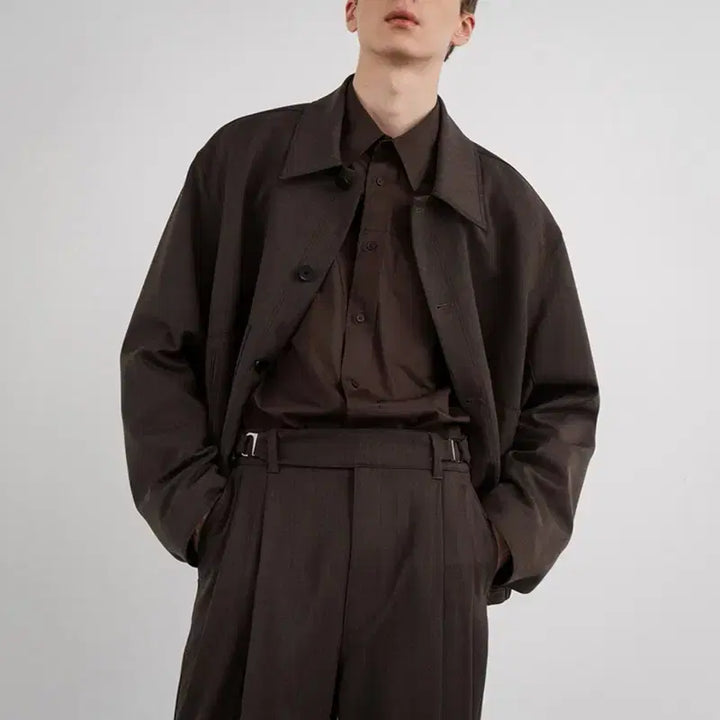 [BUNJANG] Insilence Pointed Collar Wool Setup (Jacket &amp; Pants) / 인사일런스 포인티드 칼라 울 셋업 M, S