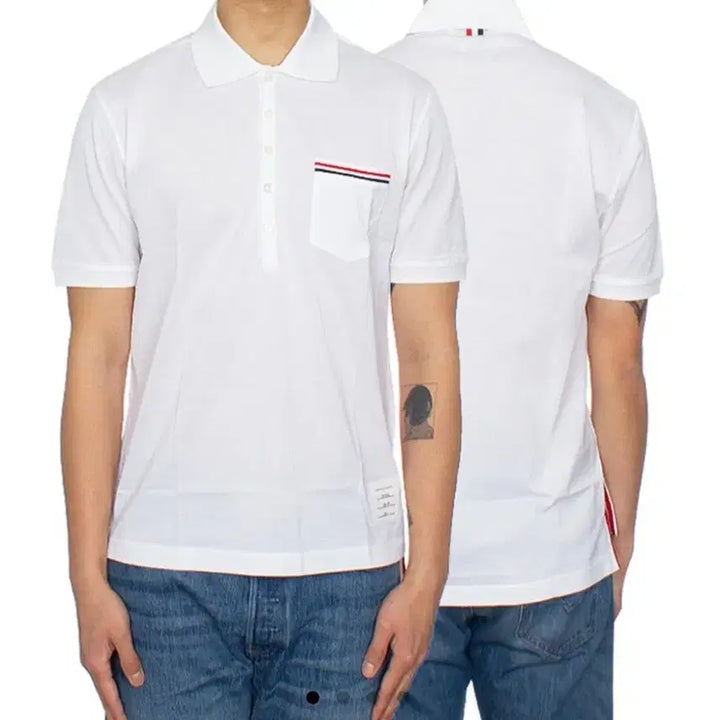 [BUNJANG] Thom Browne White Short Sleeve Polo Shirt / 톰브라운 화이트 반팔 카라티 사이즈 2