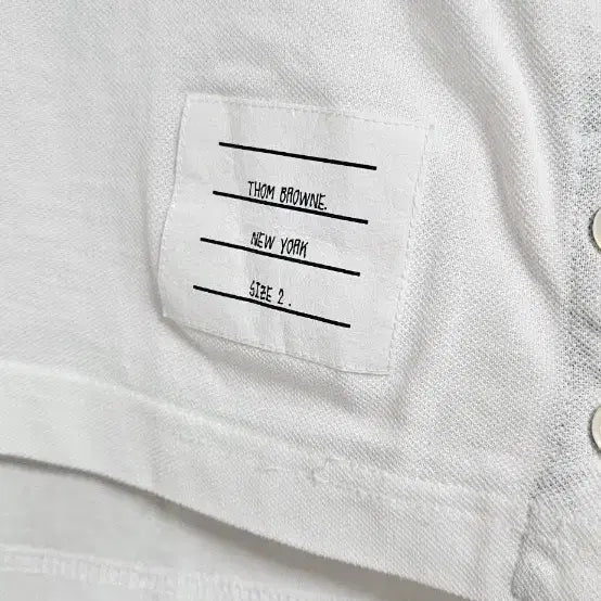 [BUNJANG] Thom Browne White Short Sleeve Polo Shirt / 톰브라운 화이트 반팔 카라티 사이즈 2