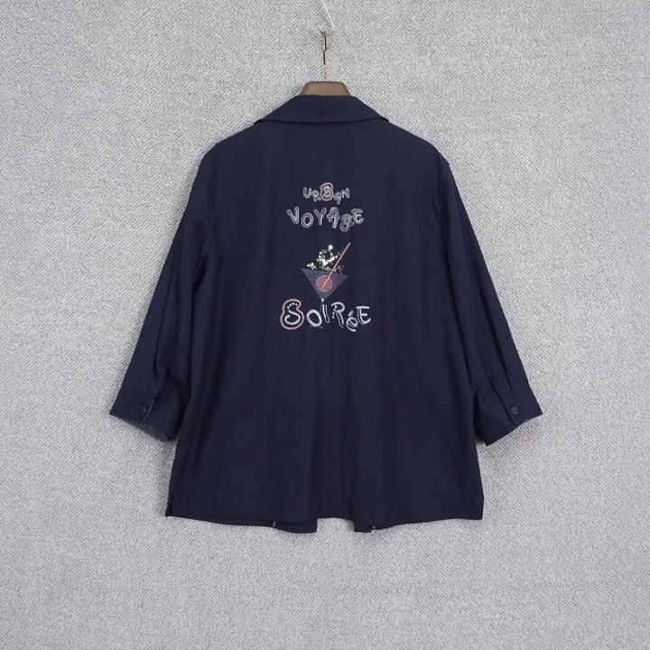 [BUNJANG] Crocodile 22SS Lettering Embroidery Linen Blend 7-Sleeve Jacket Size 100 / 크로커다일 22SS 레터링자수 린넨혼방 7부 자켓 100size