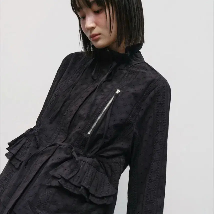 [BUNJANG] Typeservice String Trimmed Lace Jacket - Black / 타입서비스 String Trimmed Lace Jacket 블랙