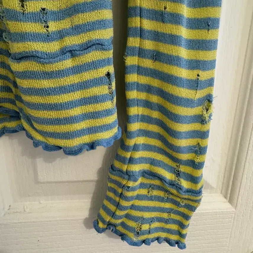 [BUNJANG] COMME des GARÇONS Tricot Distressed Stripe Long Sleeve Top / 트리콧꼼데가르송 데미지 스트라이프 탑