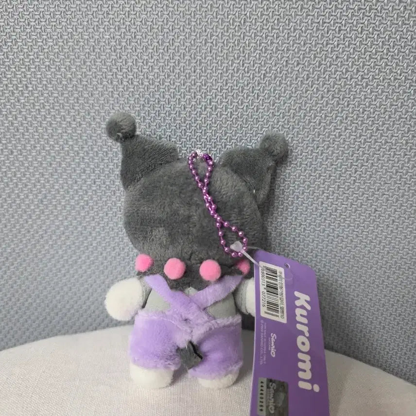 [BUNJANG] Sanrio Kuromi Overalls Plush Keychain 10cm / 정품)산리오 쿠로미 멜빵 인형 키링 10cm 새상품