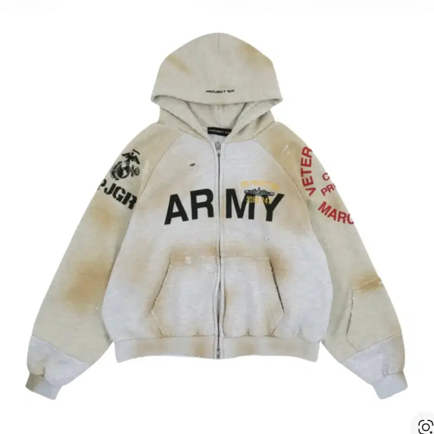 [BUNJANG] Project GR Reconstructed Folded Zip Hoodie / [3] 프로젝트GR 리컨스트럭티드 폴디드 집 후드 더티 멜란지