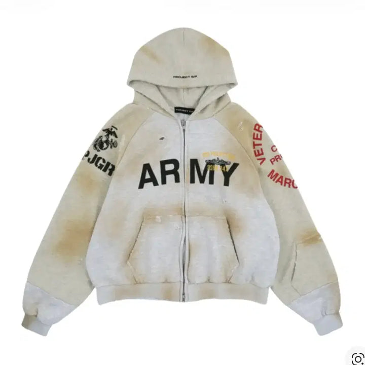 [BUNJANG] Project GR Reconstructed Folded Zip Hoodie / [3] 프로젝트GR 리컨스트럭티드 폴디드 집 후드 더티 멜란지