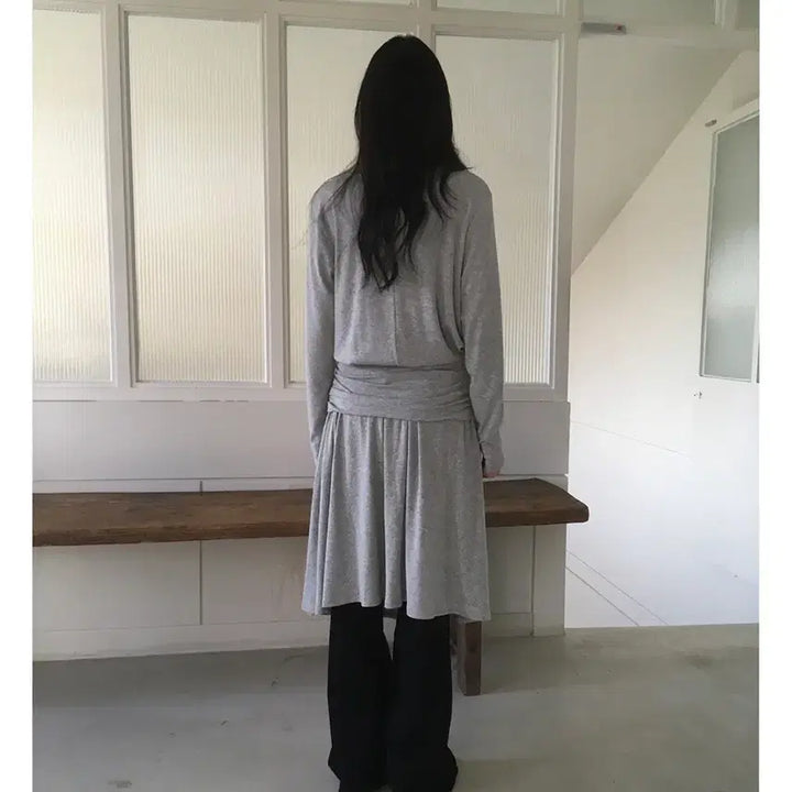 [BUNJANG] Mienne Shirring Long Dress Grey / 미엔느 셔링 롱 원피스 그레이