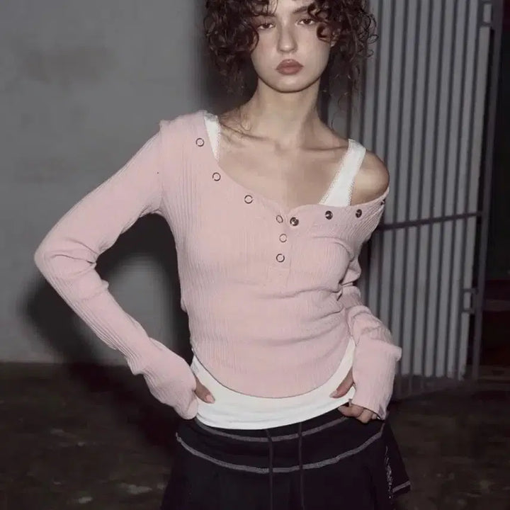 [BUNJANG] Please No Follow Bunny Top Pink Long Sleeve / 플리즈노팔로우 플노팔 버니탑 핑크 롱슬리브