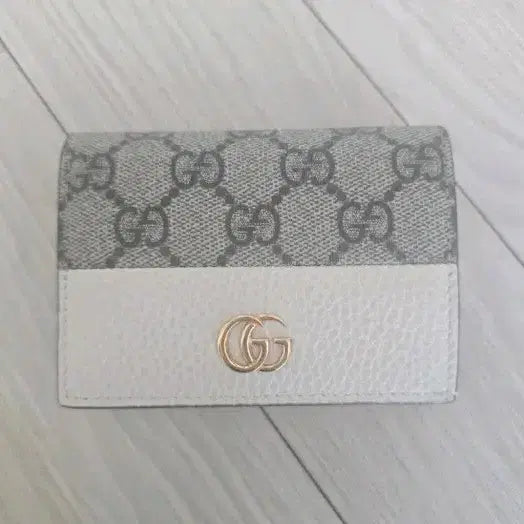 [BUNJANG] Gucci GG Marmont Bi-Color Card Case Wallet White Beige Ebony / 구찌 GG 마몽 수프림 지갑 정품 상태좋음