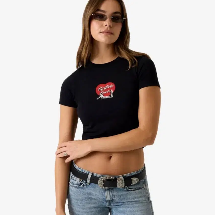 [BUNJANG] Hysteric Glamour x Guess Heart Slim Crop Top / [새상품] 히스테릭글래머x게스 하트 슬림 크롭티