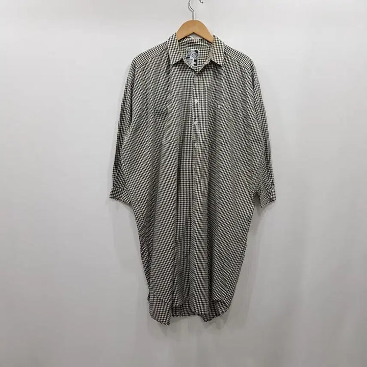 [BUNJANG] Vintage Check Pattern Loose Fit Long Sleeve Shirt Dress / 빈티지 체크 패턴 루즈핏 박시 긴팔 셔츠 롱 원피스 여F Q544