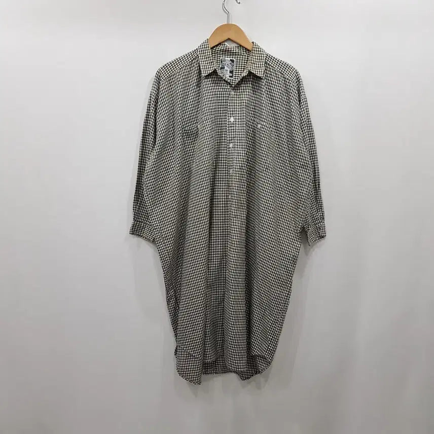 [BUNJANG] Vintage Check Pattern Loose Fit Long Sleeve Shirt Dress / 빈티지 체크 패턴 루즈핏 박시 긴팔 셔츠 롱 원피스 여F Q544
