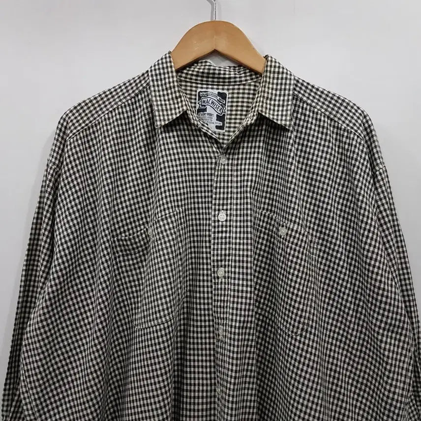 [BUNJANG] Vintage Check Pattern Loose Fit Long Sleeve Shirt Dress / 빈티지 체크 패턴 루즈핏 박시 긴팔 셔츠 롱 원피스 여F Q544