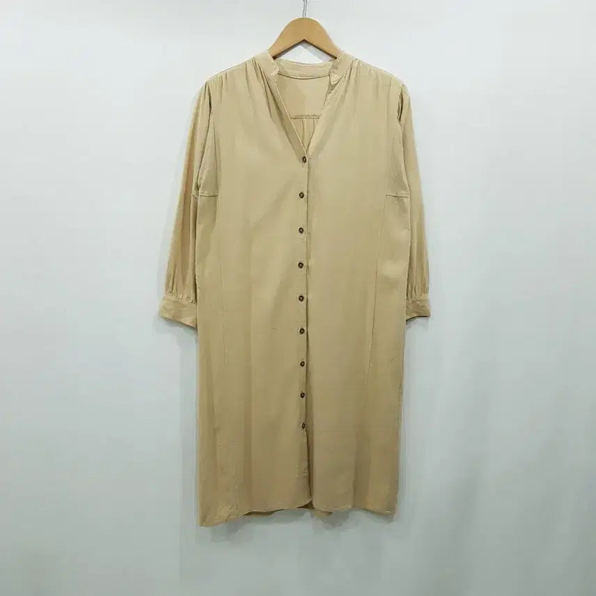 [BUNJANG] 빈티지 브이넥 9부 긴팔 셔츠 롱 원피스 여L Q549 / 빈티지 브이넥 9부 긴팔 셔츠 롱 원피스 여L Q549