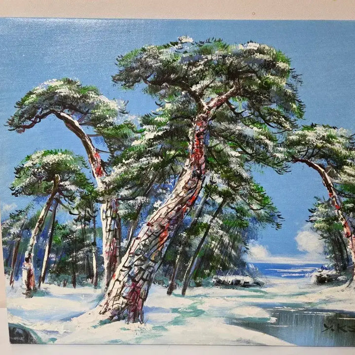[BUNJANG] Yoon Kyung Sik Winter Pine Oil Painting / 윤경식 화백 겨울 소나무 유화