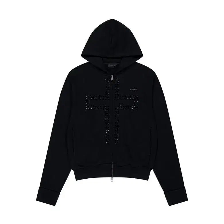 [BUNJANG] A-Kam Cross Rhinestone Hooded Zip-Up / 아캄 Cross Rhinestone 후드집업 [1]