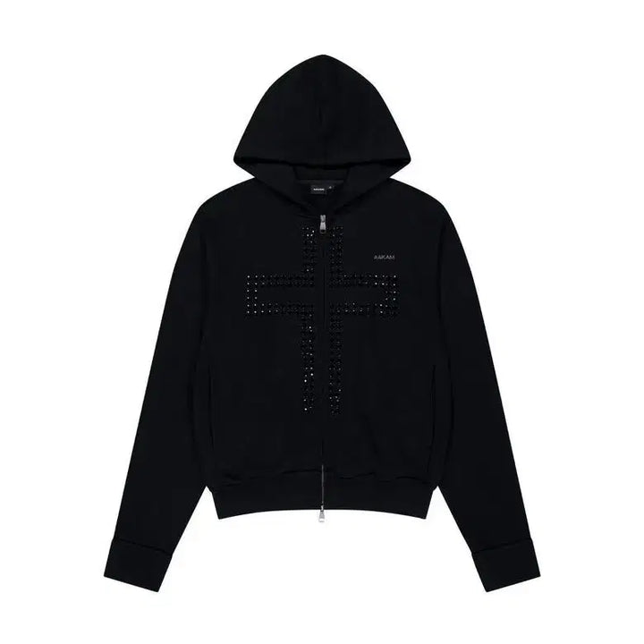 [BUNJANG] A-Kam Cross Rhinestone Hooded Zip-Up / 아캄 Cross Rhinestone 후드집업 [1]