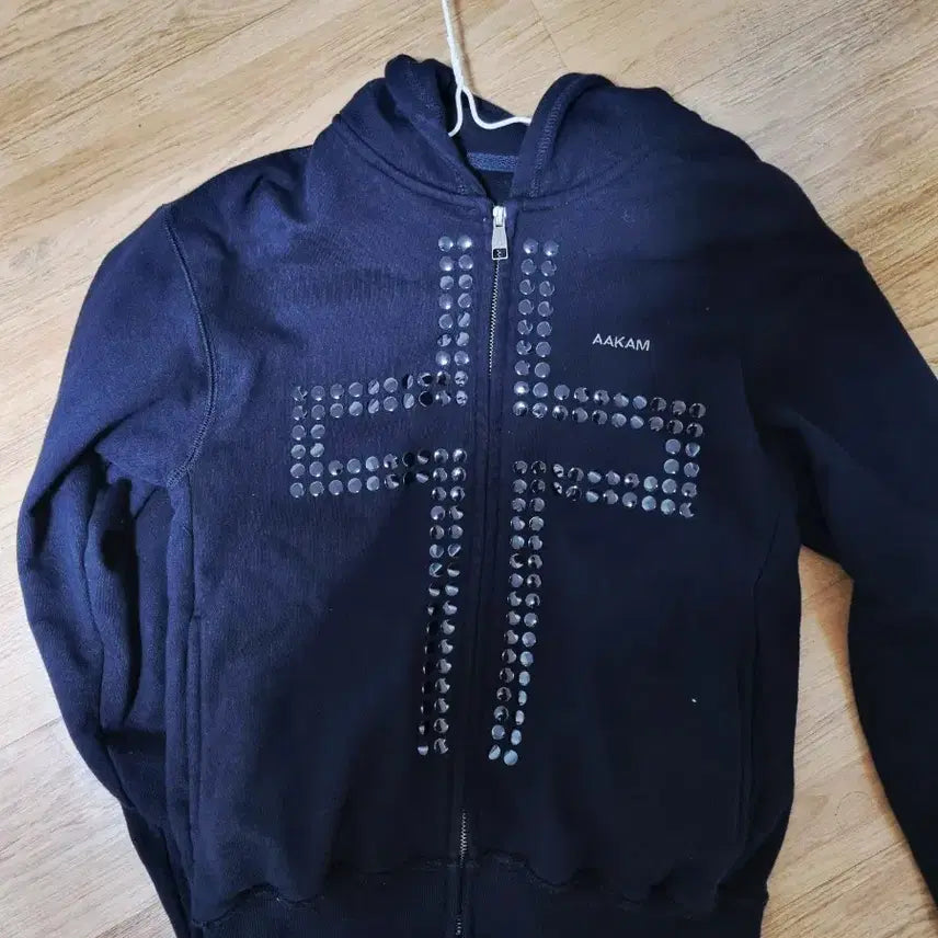 [BUNJANG] A-Kam Cross Rhinestone Hooded Zip-Up / 아캄 Cross Rhinestone 후드집업 [1]