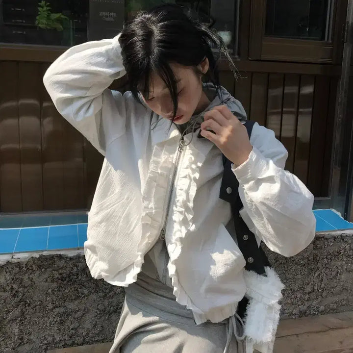 [BUNJANG] HBD Frill Zip-up Jacket / 히피디피 프릴집업
