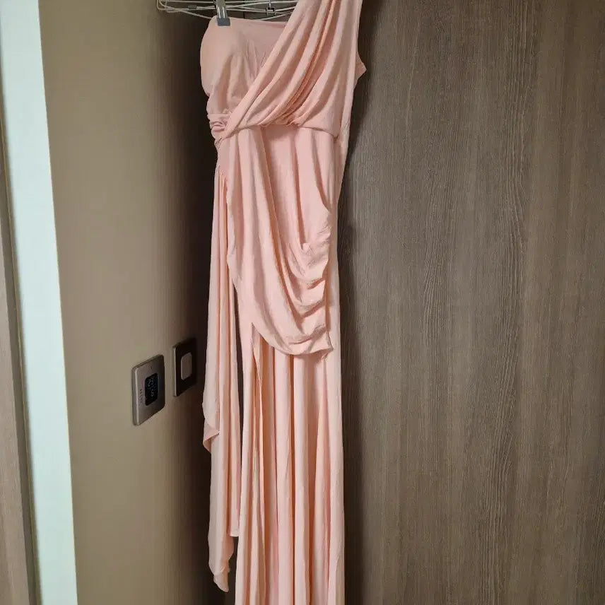 [BUNJANG] Pink One-Shoulder Long Dress / 원숄더 핑크 롱 드레스 파티 2부드레스