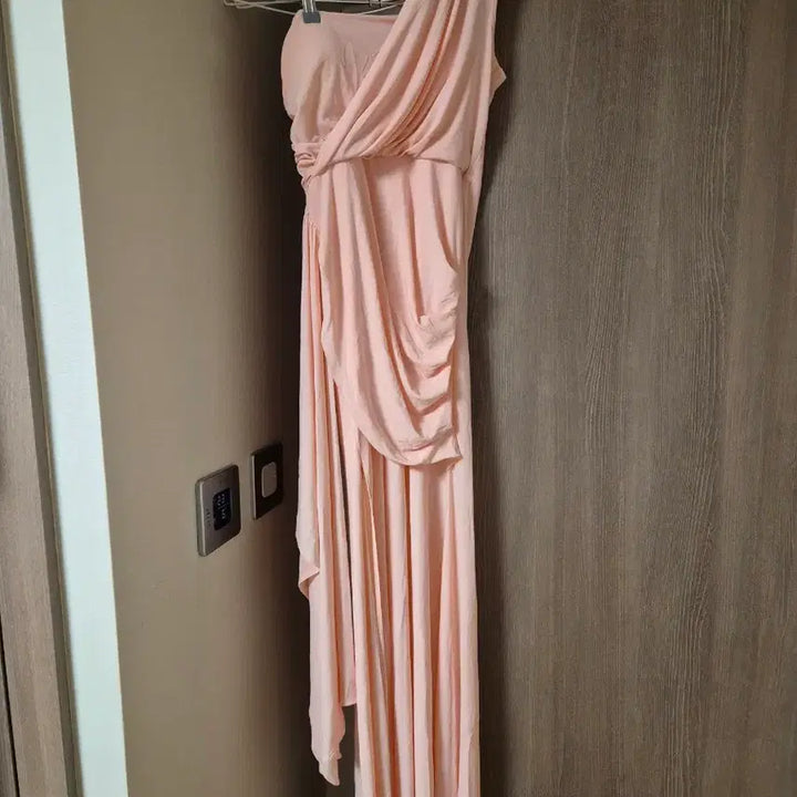 [BUNJANG] Pink One-Shoulder Long Dress / 원숄더 핑크 롱 드레스 파티 2부드레스