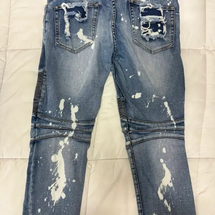 [BUNJANG] Balmain Denim Pants / Balmain 발망 페인트 바이커진 데님팬츠 36