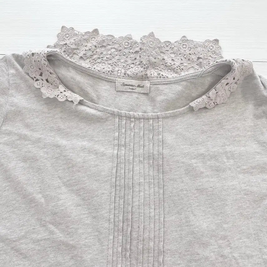[BUNJANG] Samansamos2 Linen Color Lace Trim Long Sleeve T-shirt / Samansamos2 린넨색상 티 모리걸