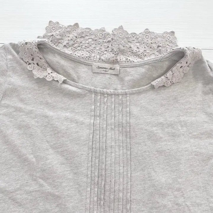 [BUNJANG] Samansamos2 Linen Color Lace Trim Long Sleeve T-shirt / Samansamos2 린넨색상 티 모리걸