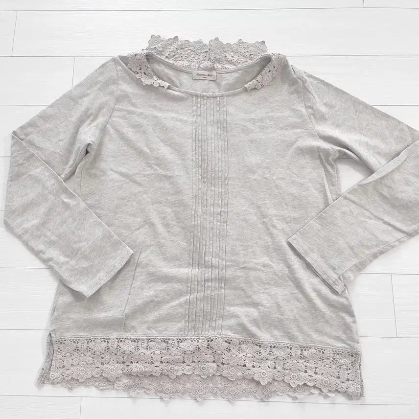 [BUNJANG] Samansamos2 Linen Color Lace Trim Long Sleeve T-shirt / Samansamos2 린넨색상 티 모리걸