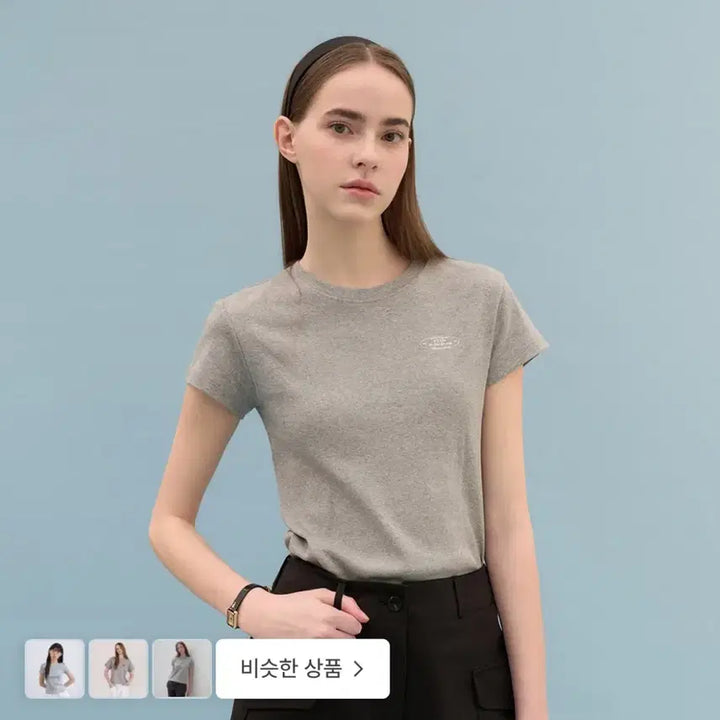 [BUNJANG] 포유온 포유어아이즈온리 클래식 로고 코튼 티셔츠 그레이 S / 포유온 포유어아이즈온리 클래식 로고 코튼 티셔츠 그레이 S