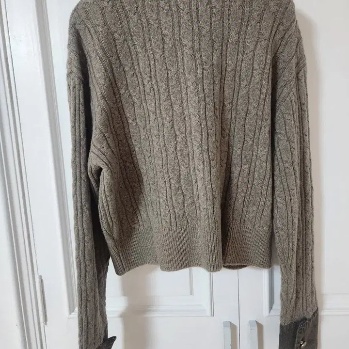 [BUNJANG] MICHAA Denim Trim Cable Knit Cardigan / MICHAA 미샤 케이블 니트 가디건