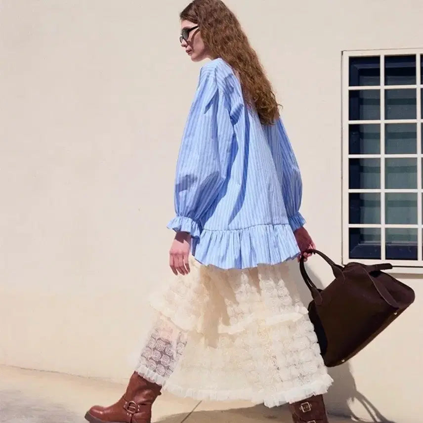 [BUNJANG] DewyDewy Blossom Mesh Skirt Ivory / 듀이듀이 블라썸 메쉬스커트 아이보리