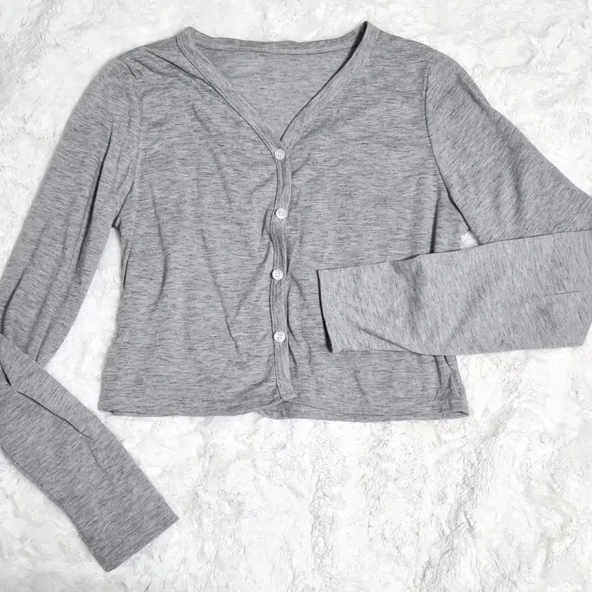 [BUNJANG] Grey Cropped Cardigan / [새상품] 그레이 회색 크롭 가디건