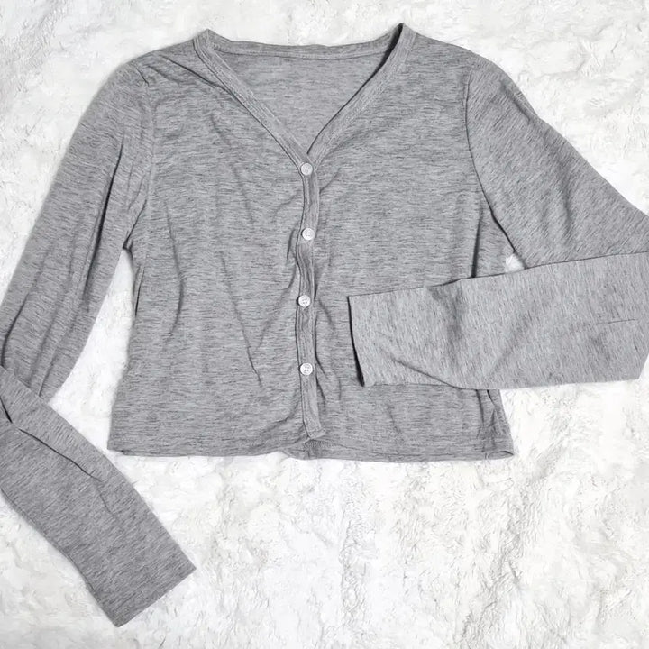 [BUNJANG] Grey Cropped Cardigan / [새상품] 그레이 회색 크롭 가디건