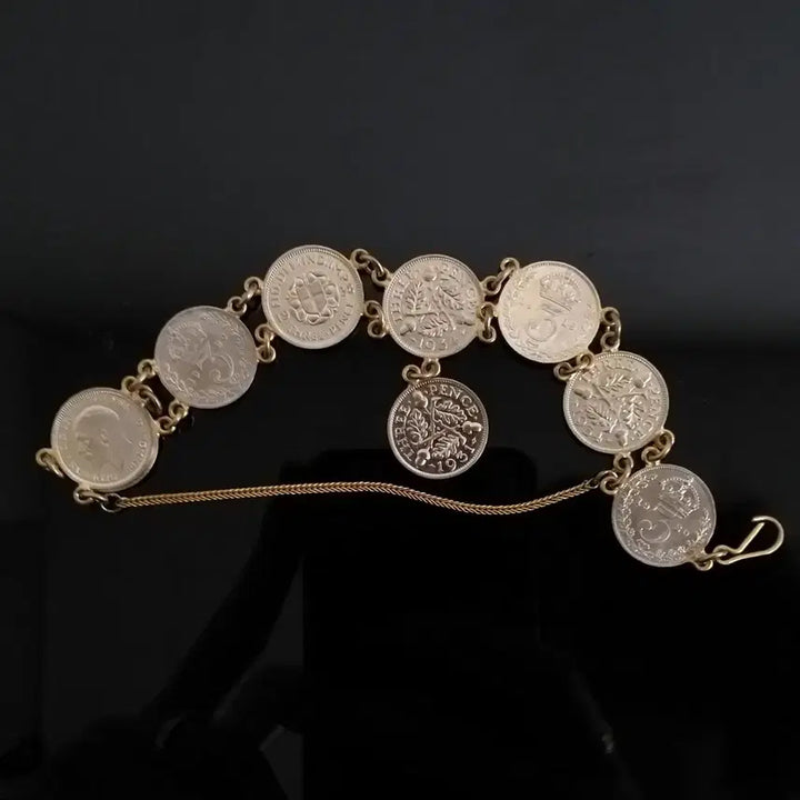[SOLD OUT] 1920~40년 영국 3펜스 9개묶음 팔찌 w593