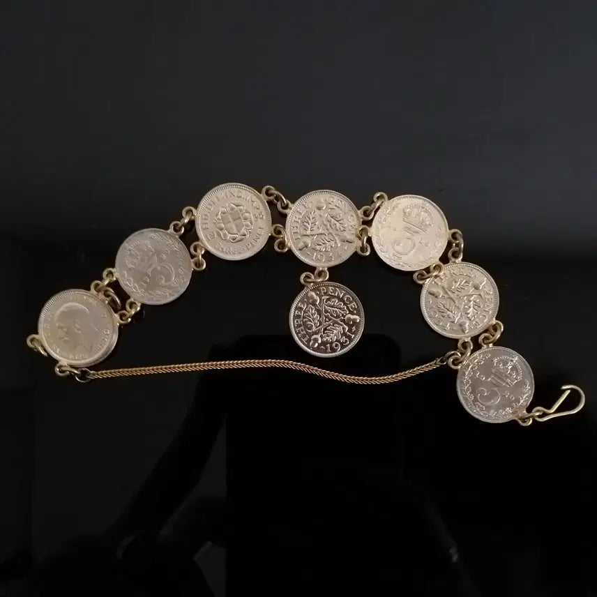 [SOLD OUT] 1920~40년 영국 3펜스 9개묶음 팔찌 w593