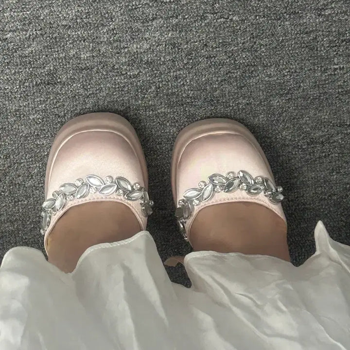 [BUNJANG] 11cm Satin Wedding Shoes with Gem Strap - 230 / 11cm 웨딩구두 웨딩슈즈 새틴 보석 스트랩 힐 230