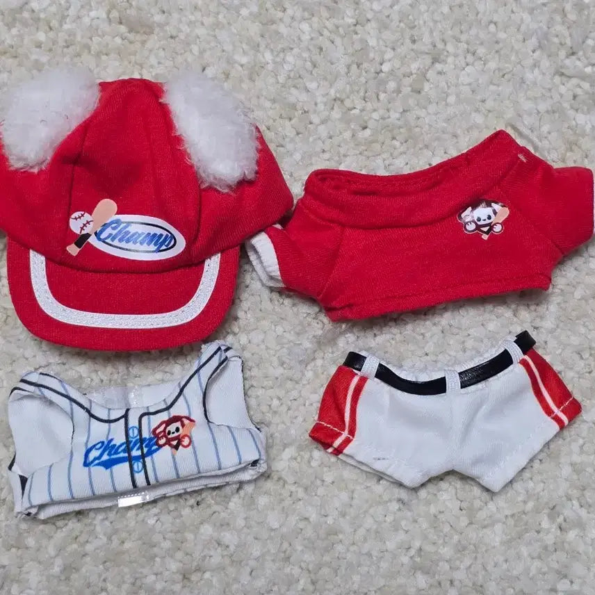 [BUNJANG] 10cm Doll Baseball Uniform Red Set / 10cm 인형옷 야구복 레드컬러