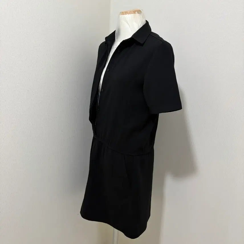 [BUNJANG] Eland Black Short Sleeve Shirt Dress / 이랜드 블랙 반팔 셔츠 원피스