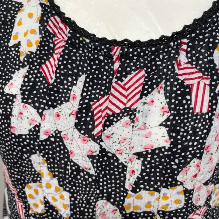[BUNJANG] Dotted Ribbon Sleeveless Dress / 땡땡이 리본 패턴 민소매 원피스
