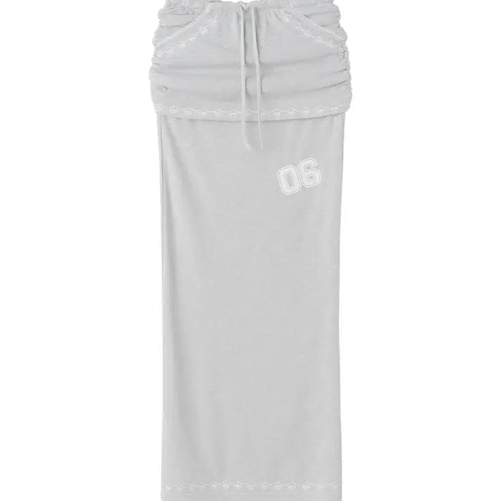 [BUNJANG] Sculptor Layered Maxi Skirt Gray / 스컬프터 셔링 레이어드 맥시 스커트 그레이