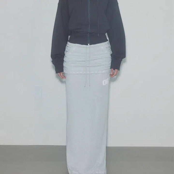 [BUNJANG] Sculptor Layered Maxi Skirt Gray / 스컬프터 셔링 레이어드 맥시 스커트 그레이